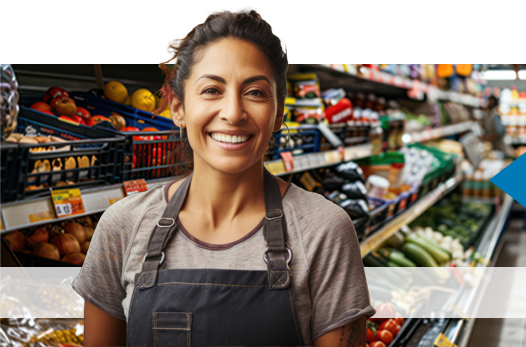 Commercial grocery store refrigeration aisle with reach-in display cases Commercial grocery store refrigeration aisle with reach-in display cases
